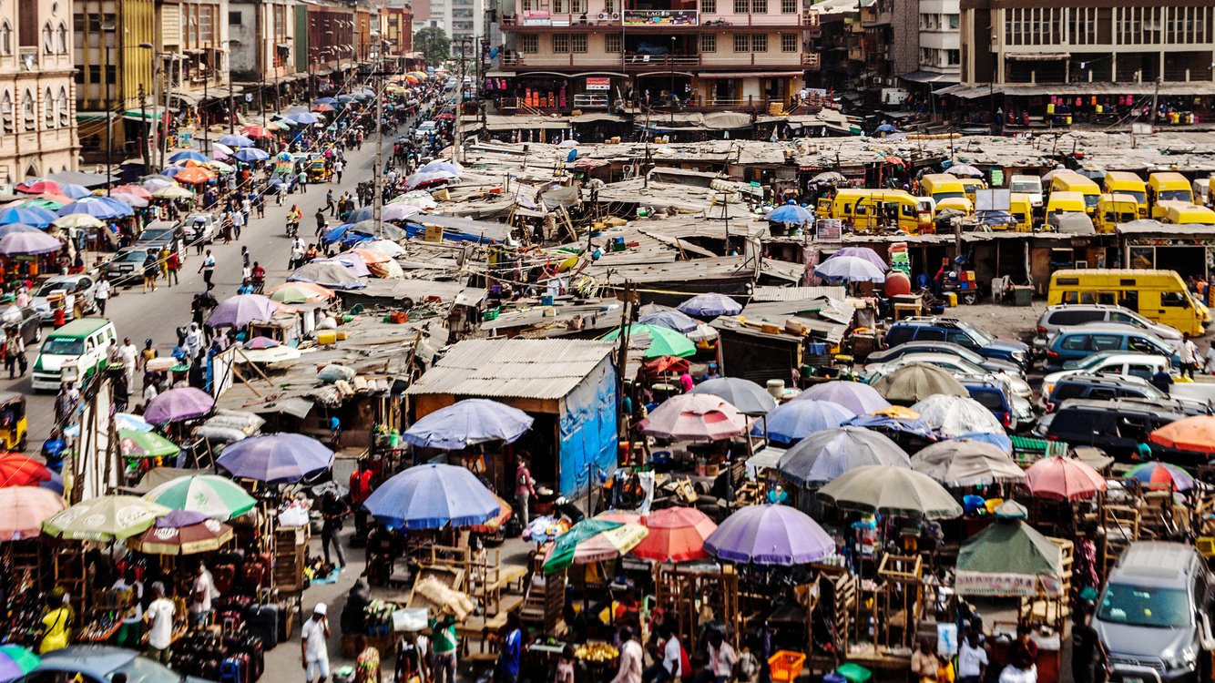 Lagos, Nigeria - African market streets